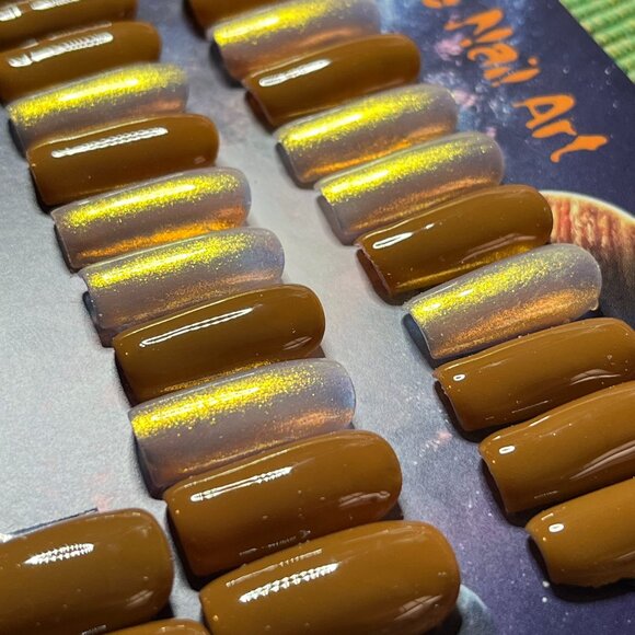 Gel Press on Nails - medium length, square shape - Picture 1 of 3